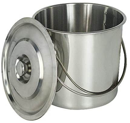 Olla de acero inoxidable 304 con tapa, parte inferior gruesa, olla de sopa de 2 asas, cubo de cocina de acero inoxidable (12 L)