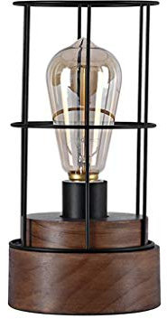 Table lamps for bedroom Bedside Vintage Loft Wrought Iron Desk Lamp with Wooden Base Industrial Steampunk Antique Nightstand Lamp for Living Room 10”