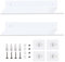 nvdsivee Lot de 2 Étagère Murale Salle de Bain sans Perçage Tablette Flottante Murale Adhésive Cuisine Étagères Rangement en Aluminium pour Salon Chambre à Coucher Blanc 20cm