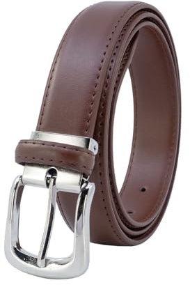 YEHMAN Klassischer 3 cm breiter Gürtel aus Rindspaltleder, verstellbar, silberfarbene Dornschließe 120 cm, cognac, 120 cm