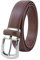 YEHMAN Klassischer 3 cm breiter Gürtel aus Rindspaltleder, verstellbar, silberfarbene Dornschließe 120 cm, cognac, 120 cm