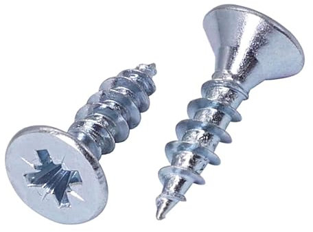 SKIR'CO (100 pièces) Vis à bois 5,0 x 25 mm en acier zingué, tête fraisée Pozidriv, vis pour aggloméré, PZ entièrement filetées