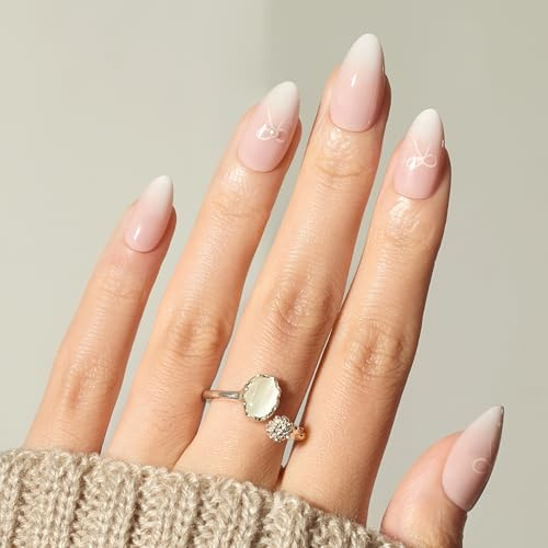 Ellie Vincy Press On Nails - Bowie Fake Nails Tip, Short Almond Shape, Reusable Nails in 15 Sizes - 30 Nail Kit with Glue and Sticky Tabs