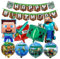 Krilucly 10 Stück Geburtstag Dekoration Set, Banner Alles Gute zum Geburtstag, Luftballons für Videospiele, Pixel-Luftballons für Geburtstag, Zubehör für Geburtstagsfeiern