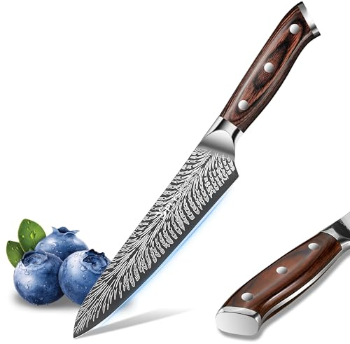Plys 13.5cm Cuchillo Chef Acero Inoxidable, Cuchillos de Cocina Japones | Cuchillo de cocina para cortar y pelar alimentos pequeños con mango de madera