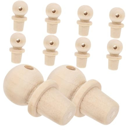 Generic 10pcs Gourd Stopper Corks Trundle Bed Cork Sealer Bottle Cap Pottery Wheel Shaker Cabinet Door Bottle with Cork Bottle Stoppers for Glass Bottles Bottle Corker Mini Pegs Beige Wood