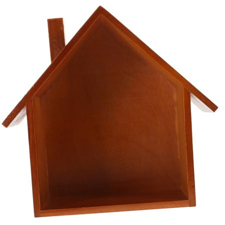 Amosfun Schwebendes Wandregal Aus Holz in Hausform Kleines Dekoregal Für Bad Küche Schlafzimmer Ausstellungsregal Für Kleinigkeiten Bücher Und Mehr