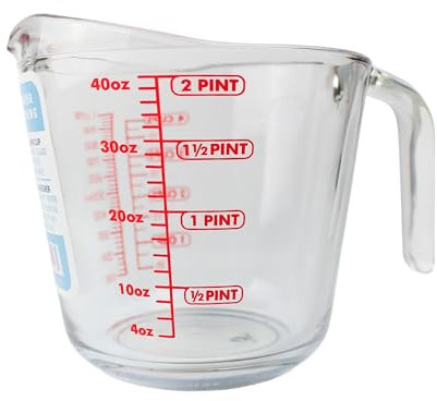 Large Glass Measuring Cup Jug - Eddingtons 1 Litre Tempered Tough Glass Pourer Serving Jug