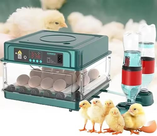 NEWFUN Brutmaschine, Brutautomat Vollautomatisch, Temperaturgeregelte, Vollautomatische Brutmaschine mit Automatischer Eierwendung und Befeuchtung für Eier, Wachteleier und Enteneier (12-15 Eier)