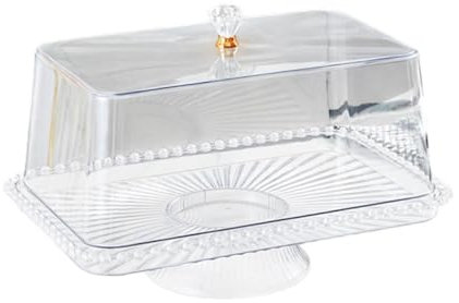 perfeclan Supporto per torta con piatto di caramelle a copertura per polvere rotonda decorazioni per la casa piatto da biscotto che serve piatto di frutta, Base Chiara 42.5 Cm