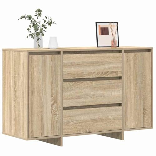 vidaXL Sideboard Sonoma Oak 120 x 41 x 75 cm Engineered Wood | A bunch of drawers and shelves for all your bits and bobs, Made from tough engineered wood,