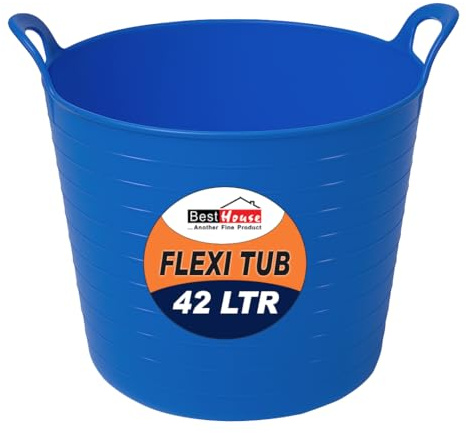 BH | 1 Pc of Flexi Tub with Handles | 42 Litres | Blue | Plastic Storage Container for Home, Washing, Yard, Garden Waste and DIY Projects - By BEST HOUSE