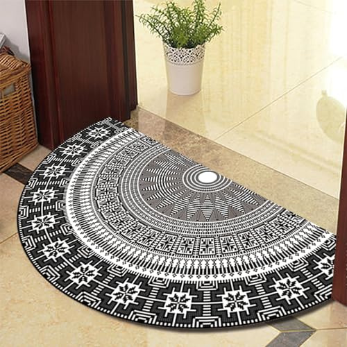 ChangTsing Halbrunder Teppich FußMatte 60cm x 90cm Polyester Böhmischer Europäischer Stil Halbrunde Form Halbkreis Einfachheit rutschfeste Fußmatte