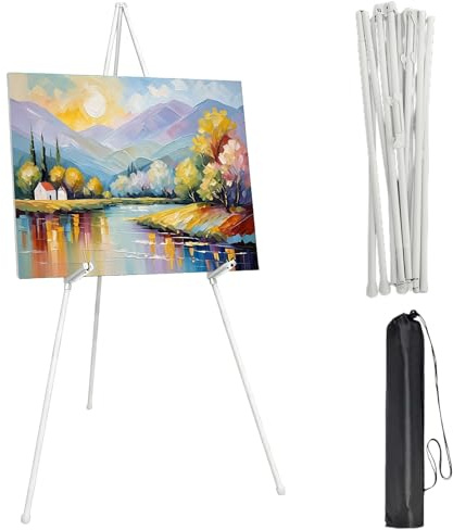 Easel Stand for Wedding Sign Painting - Portable White Easel Display Stand 169CM(5.5FT) Canvas Stand for Wedding & Party Poster, Wedding Table Plan Board, Collapsible Artist Easels with Carrying Bag