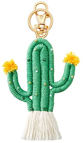 APLudoo Llavero de cactus para colgar en la pared, adorno para decoración del hogar, accesorios de bolsa, colgante para mujer, dormitorio, habitación de niños, llaveros de cactus para mujer