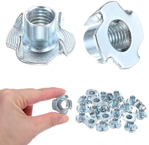 M METERXITY 100-Pack M10x13mm T-nut, 4-Pronged Tee Nut Threaded Insert | Carbon Steel, for Wood, Rock Climbing Holds, Furniture, Corrosion Resistant Fasteners