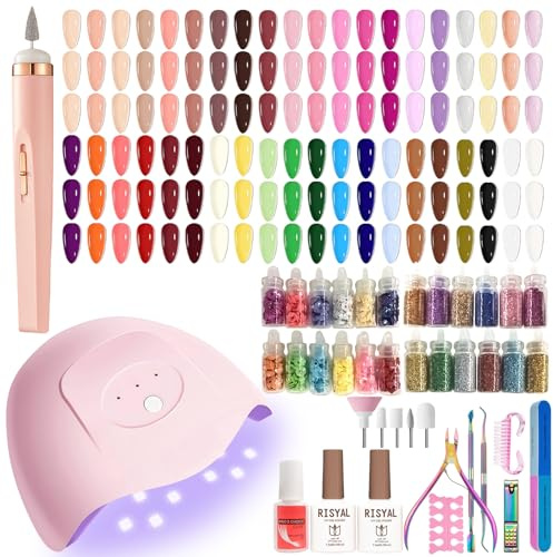 82 Stück U V Nagellack Set Farben Gel Nägel Set Nagelset Gelnägel Starterset Nägel Selber Machen Set mit Nagellampe und Elektrische Nagelfräser, Base und Top Coat