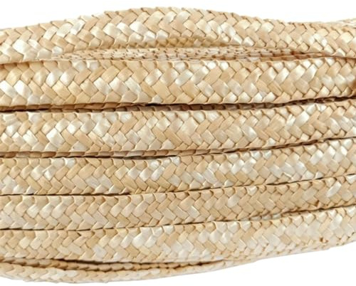Tolospace 50 Meters Natural Wheat Straw Braids Rope, 11mm Wide Handmade Weaving Rattan Millinery Hat Straw Braid Ribbon for DIY Hat Basket