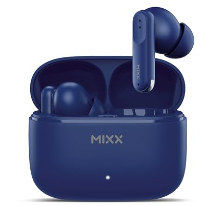 Mixx StreamBuds Switch S7 True Wireless Bluetooth Earbuds – Soft Silicone Cushions (S/M/L), 18H Playtime, USB-C Charging Case, Quick Charge, Touch Controls, Hands-Free Calling (NAVY)