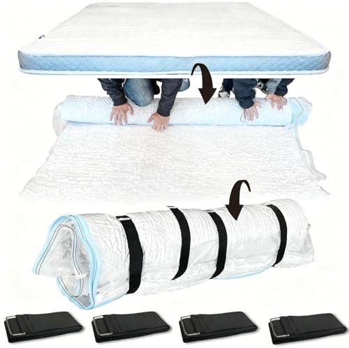 Xtrillogen Vakuumbeutel für Matratzen mit 4 Spanngurte,Vakuumierbeutel für Matratze zum Umzug,Schaumstoffmatratze Vacuum Bags,Staubdichter Matratze Vakuum beutel,Geeignet 100/130/160x200 matratzen