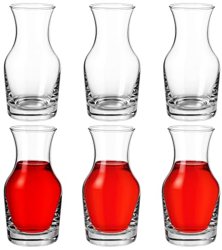 Ptwola 6 Pack Single Serving Small Wine Carafe Glass, 6.5 Oz Mini Portion Individual Pours Wine Decanter for Tasting Champagne Juice Refill Dinner Parties Bars Restaurants Home(6.5OZ,6)