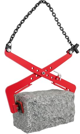 BJTDLLX 500kg Versetzzange Bordsteinzange Hebezange Bordstein Steinträger, Verstellbare Pflastersteinzange Pflasterträger, Bordsteinträger Hebezange Steinzange(33-70cm) (Rot)