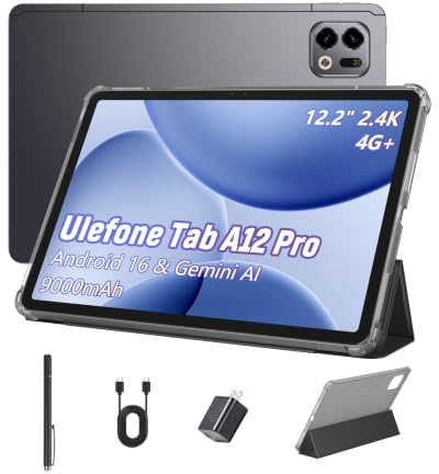 Tab A12 Pro 12 2.4K Display Android 16 Tablet with SIM Card Slot 9000mAh | 16GB+128GB/TF 2TB,Built-in 4 Stereo Speakers Loud Surround Sound,13MP+5MP Camera,Face ID,Wifi 5,OTG,GPS,Tablet with pen