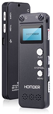 Digital Voice Recorder, Homder USB Professional Dictaphone Recorder with MP3 Player, Activated Rechargeable, Stereo HD Recording for Lectures (8GB)