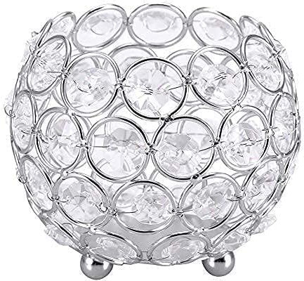 Kerzenhalter aus Kristall Silver Candle Holders Crystal Glass Candle Holder Dekoration Kristall Teelicht Kerzenhalter Hochzeit Tischdekoration (10cm-Silber)