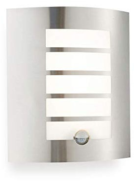 Bianco PIR Lights Outdoor - Curved Design Outside Lights Mains Powered - Integrated 7W SMD LED Security Lights with Motion Sensor Mains Powered - IP44 Weatherproof Wall Lights, Warm White Colour