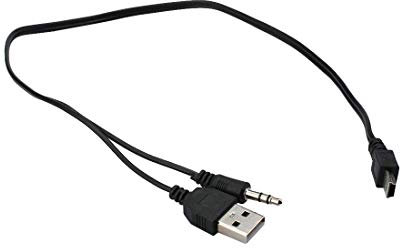 N/D 2Pcs USB 2.0 Macho a Mini B Macho 3.5mm Jack Conector Audio Video AV Cable 45cm Longitud