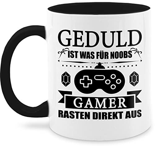 Tasse Tassen 325ml - Statement Sprüche - Geduld ist was für Noobs - Gamer rasten direkt aus - 325 ml - Schwarz - gamertasse spruchtasse sarkasmus gaming kaffetassen zocker geschenk spruchtassen