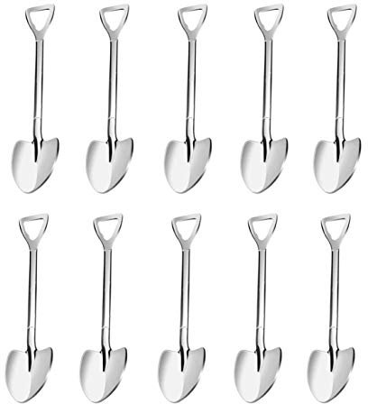 Paquete de 20 mini cucharas de café expreso Demitasse con forma de pala, acero inoxidable de 4.7 pulgadas, pequeñas para postre, té, aperitivos, suministros de fiesta