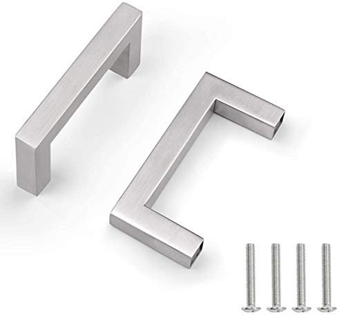 Drenky 10 Stück Silber Rostfreier Stahl Türknäufe, Möbelgriff mit Schraube für Schublade, Schrank, Möbel, Küche, Heimdekoration, Lochabstand 64 mm