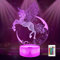 Ammonite Einhorn Nachtlicht für Kinder, 3D Illusion Lampe 16 Farben ändern mit Fernbedienung & Timer, Nachttischlampe als Geburtstagsgeschenk für Mädchen Frauen