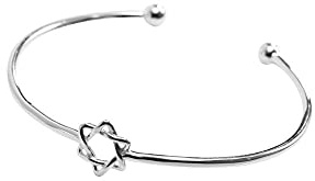 QYAQ Damen Sterling Silber Armband,Damen 925 Sterling Silber Armband Verstellbar Offen Davidstern Armreif Exquisite Damen Armband Mode Sterling Silber Schmuck Geschenke Für Ihre Frau Freundin Mama
