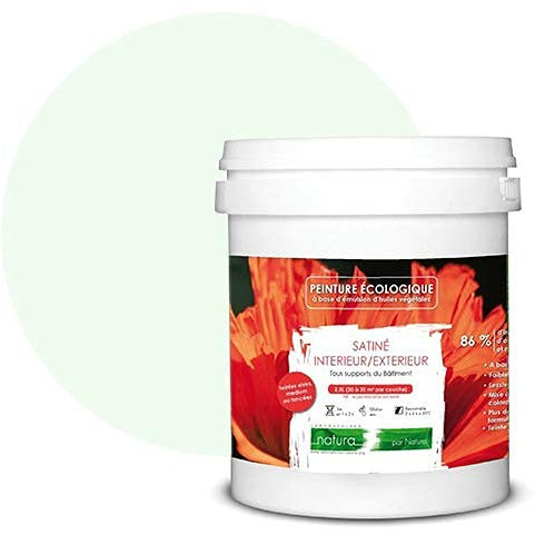 BOX DECO COULEURS Peinture naturelle écologique intérieur extérieur aspect satin Natura - 1L, Vert D'eau