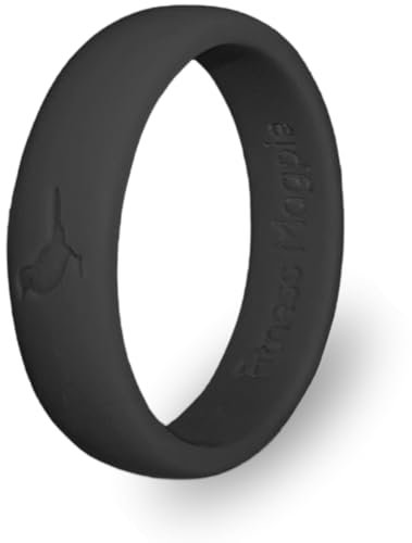 Comfortable Womens Silicone Ring, Modern Wedding Rings for Women, Hypoallergenic, Breathable, Non-Toxic, Flexible & Safe for Your Fingers, Outdoor Activities, Sports, Extreme Adventures. Black. (5)