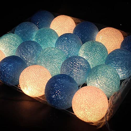 NIWWIN 3M 20 LED leuchtende Wattebällchen Lichterketten Party Weihnachten Schlafzimmer Vorhang Lichter Geburtstag Halloween Hochzeit Beleuchtung Babyzimmer Romantisches Dekor Geschenk (Blau)