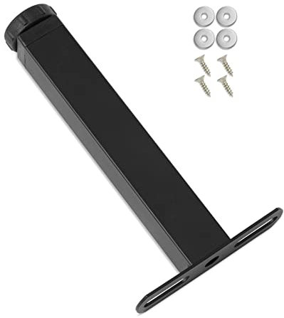 Pied de Lit, Pieds pour Sommier à Lattes | Hauteur: 20cm (+2cm) Reglable | Design: Noir | Matériel: Metal | Carré: 3 x 3 cm | pour Les Cadres et Les Lattes en Bois | 1 Pièce