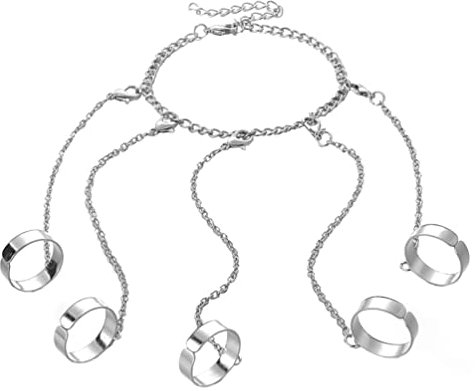 Holibanna Vintage Gothic Finger Einstellbare Ring Set Steampunk Hand Kette Harness Sklavenarmbänder Armreif