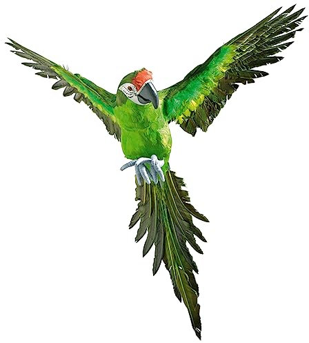 Deko Papagei Dekofigur Schaufensterdeko Vogel Papagei fliegend grün/gelb 77cm