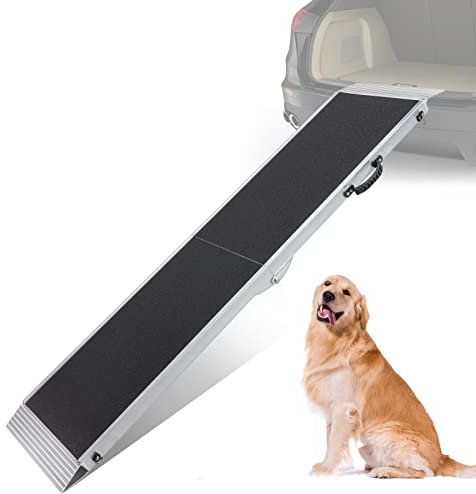 gardhom Hunderampe 122x38cm Ausziehbare Teleskoprampe Bis zu 180 kg rutschfest Hundetreppe für Große und Kleine Hunde Geeignet für Große und Kleine Hunde die ins Auto Einsteigen