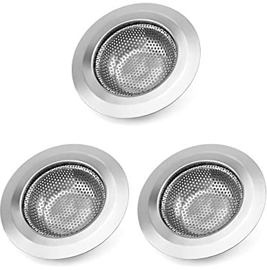 QWORK abflusssieb für Küche, Badezimmer, abflusssieb küchenspüle, haarsieb dusche, Edelstahl, außendurchmesser 115 mm, 3 Stück