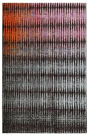 Wecon Home Moderner Esprit Kurzflor Teppich für Wohnzimmer, Flur, Schlafzimmer und Kinderzimmer - Ocean View (133 x 200 cm, hellgrau rosa orange)