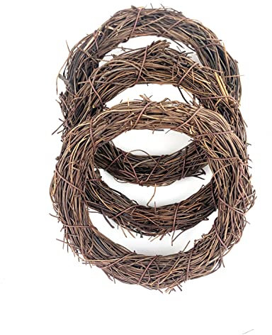 Heyiwell Weinreben-Zweig-Kranz, Weinreben-Kranz für Weihnachten, zum Aufhängen, Wand, Innen- und Außenbereich, Haustür, Heimdekoration, 10,2 cm
