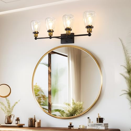MantoLite 4 Licht Industrie Wandleuchte Glasschirm E27 Lampensockel Wandbeleuchtung Retro Vintage Wandleuchter Beleuchtung Fixture Wandlampe Für Wohnzimmer Waschtisch Wandleuchten Spiegelleuchten