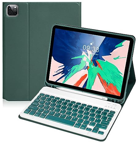 Lively Life Bluetooth Keyboard for iPad Air 11-inch (M3 2025 / M2 2024) & Air 4th/5th Gen & iPad Pro 11 inch (1st/2nd/3rd/4th Gen), Detachable Keyboard Cover, UK Layout - Dark Green