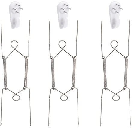 sourcing map 3 ganci per piatti, 20 cm, in acciaio inox, invisibili, con 3 ganci da parete per piatti decorativi, argento