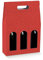5 Scatole PORTABOTTIGLIE da 3 posti 27x9x38.5 cm con Finestre | 5 PORTA BOTTIGLIE 3 VANI CON MANICO MATRIMONI EVENTI SPECIALI (Lino Rosso)